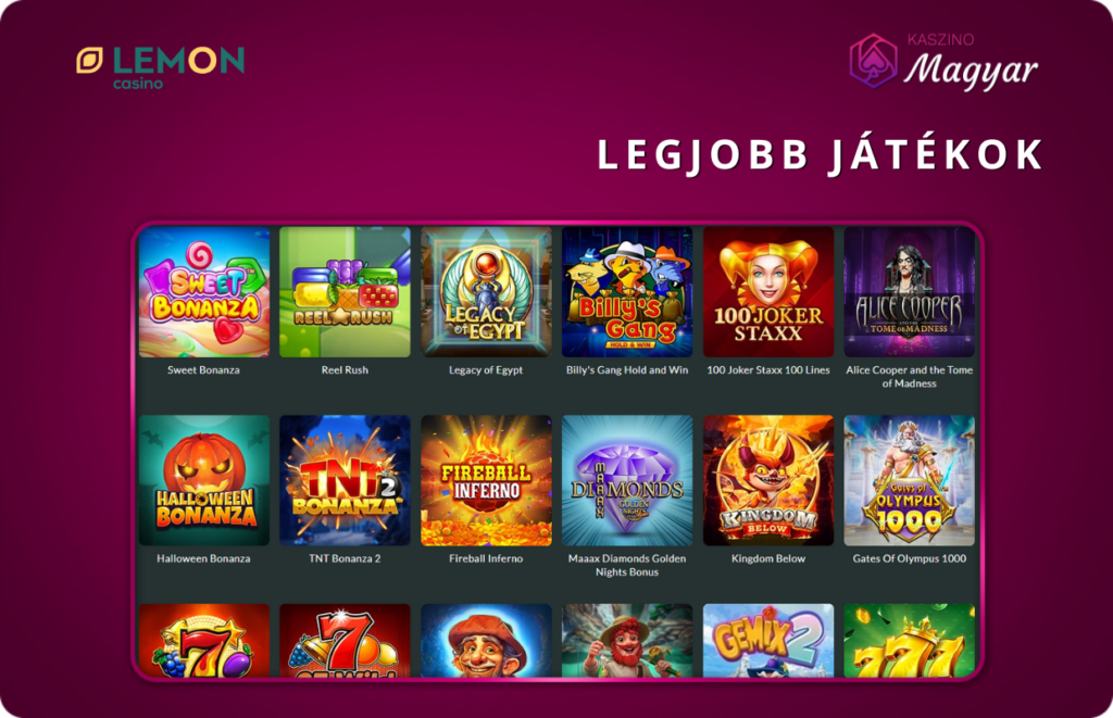 Legjobb játékok Lemon Casinóban
