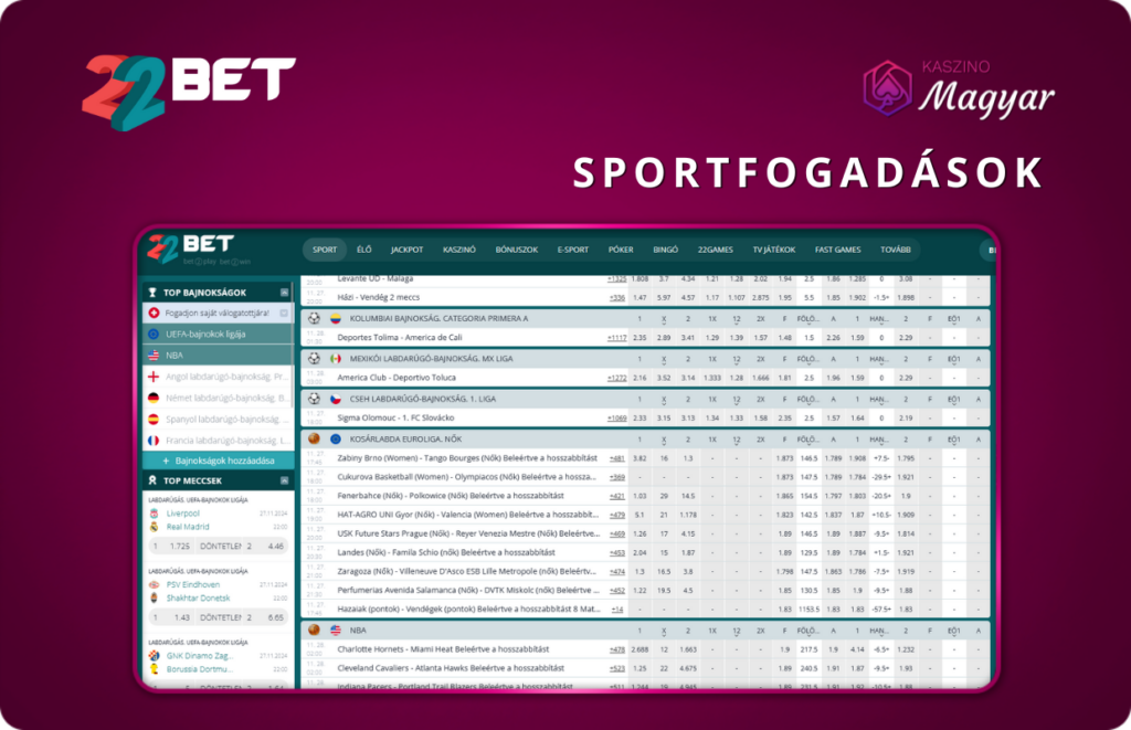 22bet sportfogadás