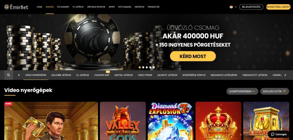 Kaszinó, online nyerőgépek és játékok az EmirBetnél