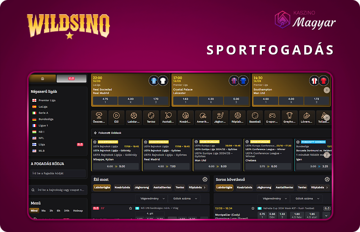 Sportfogadások a Wildsino