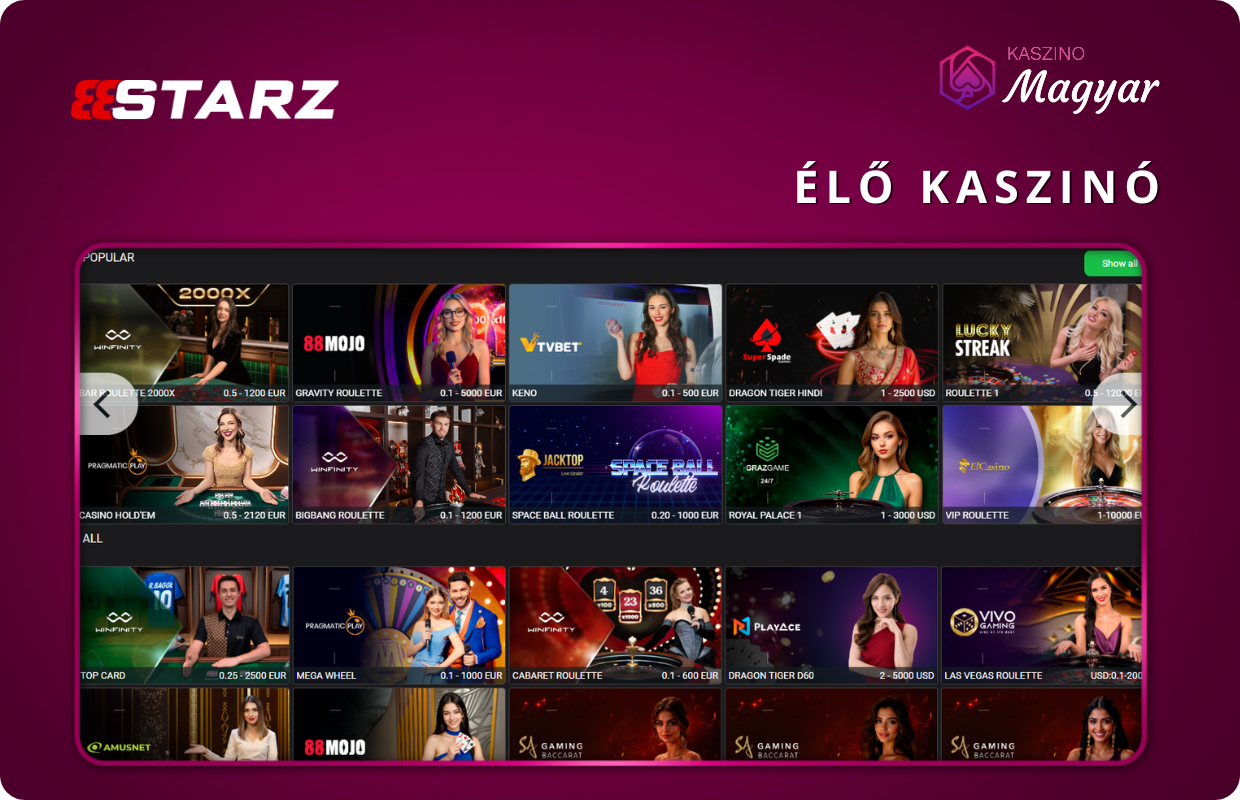 Élő kaszinó 888STARZ

