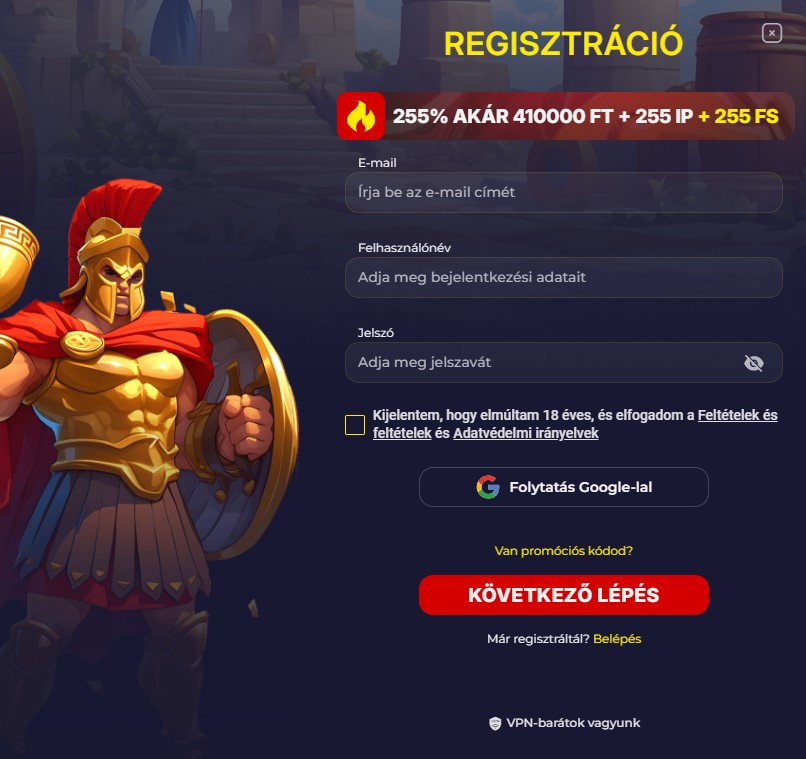 Regisztráció a Slota Casino-ban
