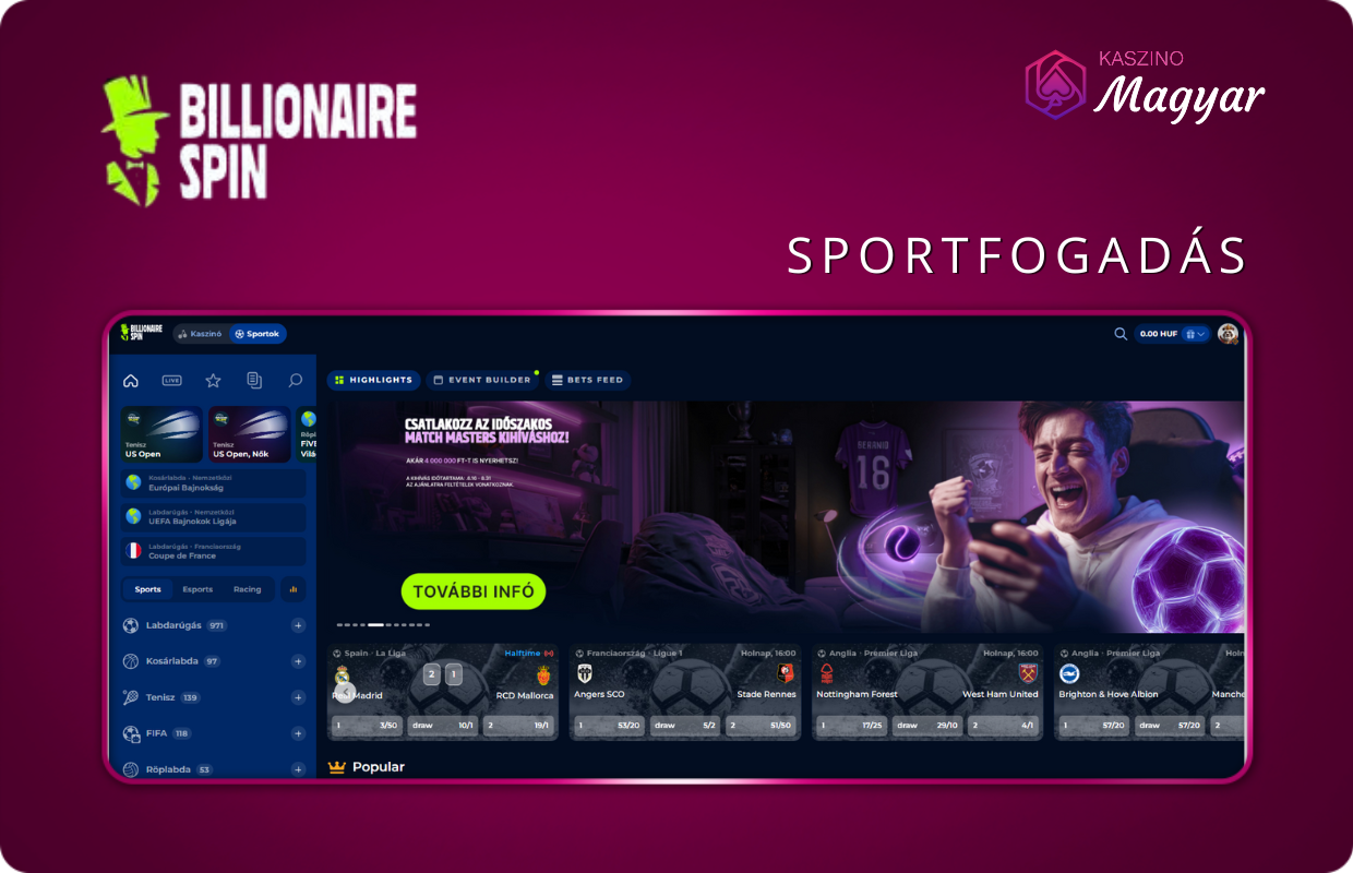 Sportfogadás a Billionaire Spinben
