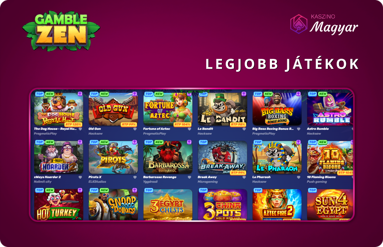 A legjobb játékok a Gamblezen kaszinóban