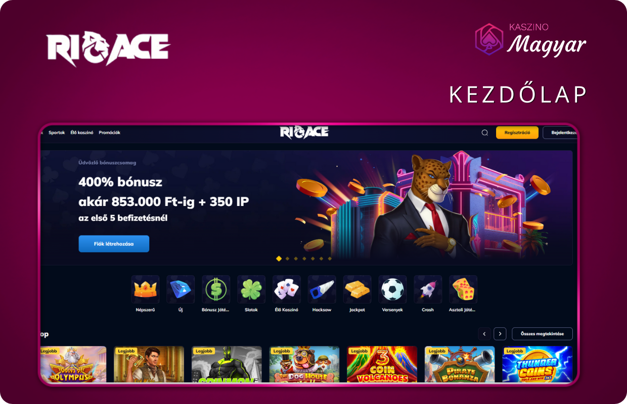 Rioace honlapjának képernyőképe
