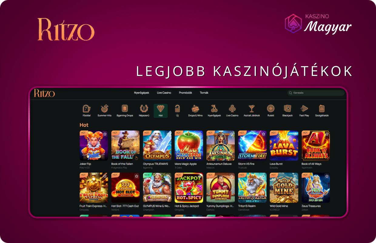 Legjobb Ritzo kaszinójátékok
