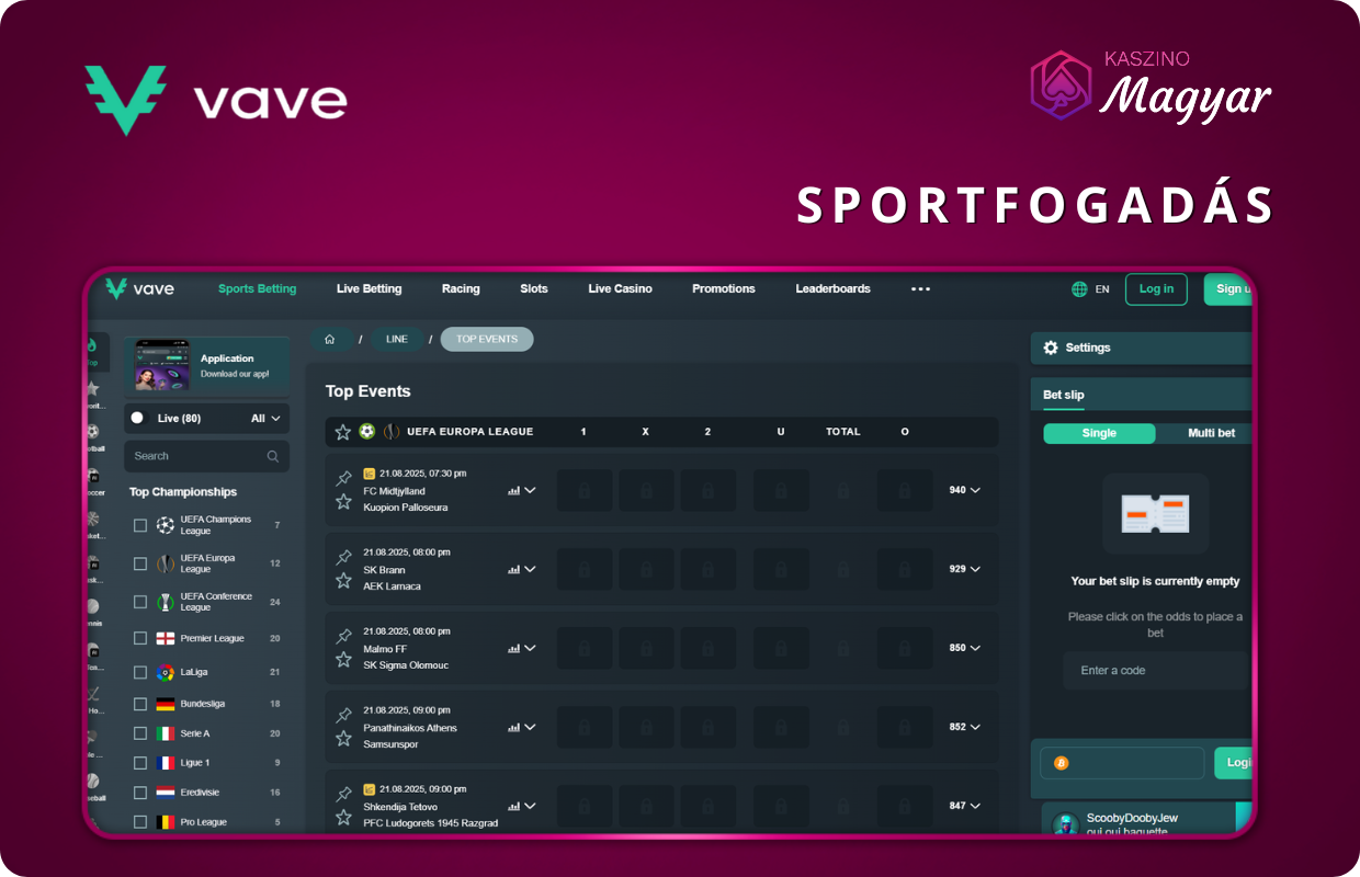 Sportfogadás a Vave-n
