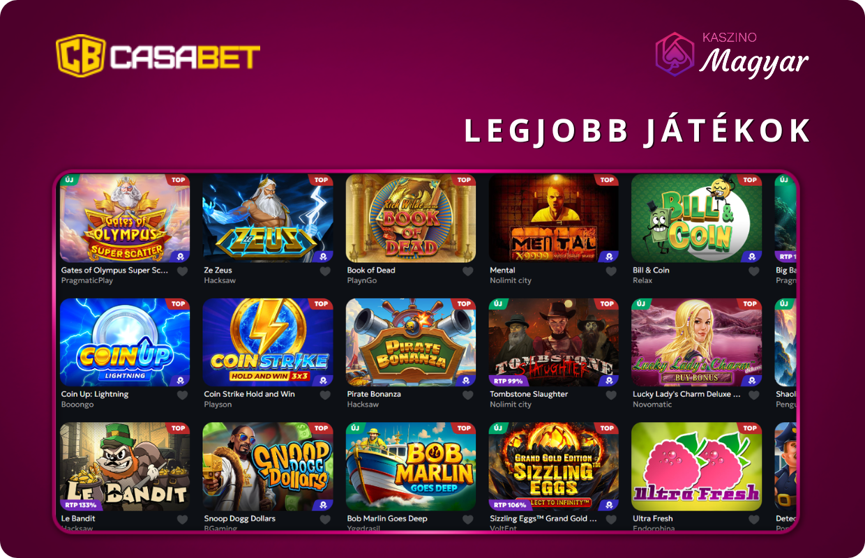 legjobb játékok a Casabet