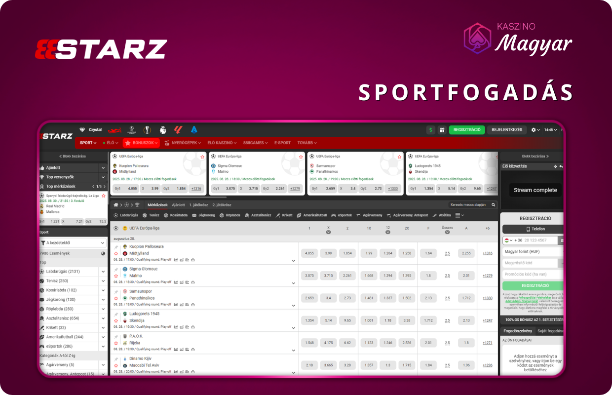 Sportfogadás a 888STARZ-nál