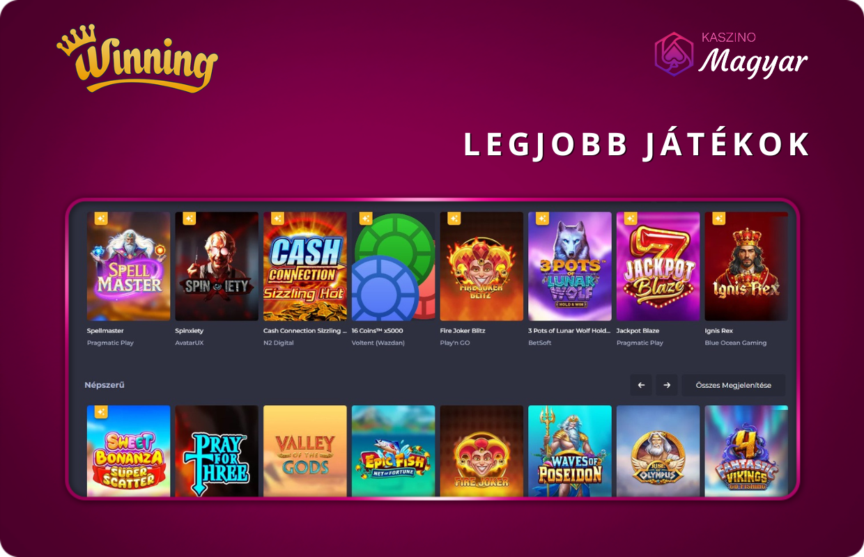A legjobb játékok a Winning kaszinóban