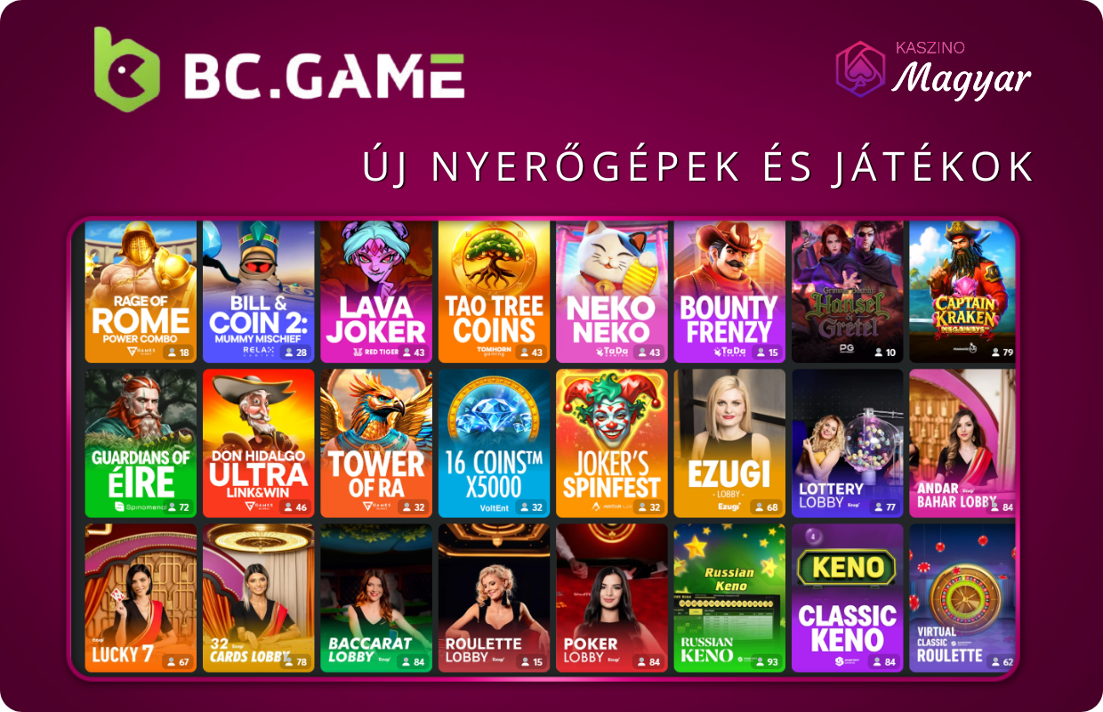 Új nyerőgépek és játékok a BC.GAME kaszinóban