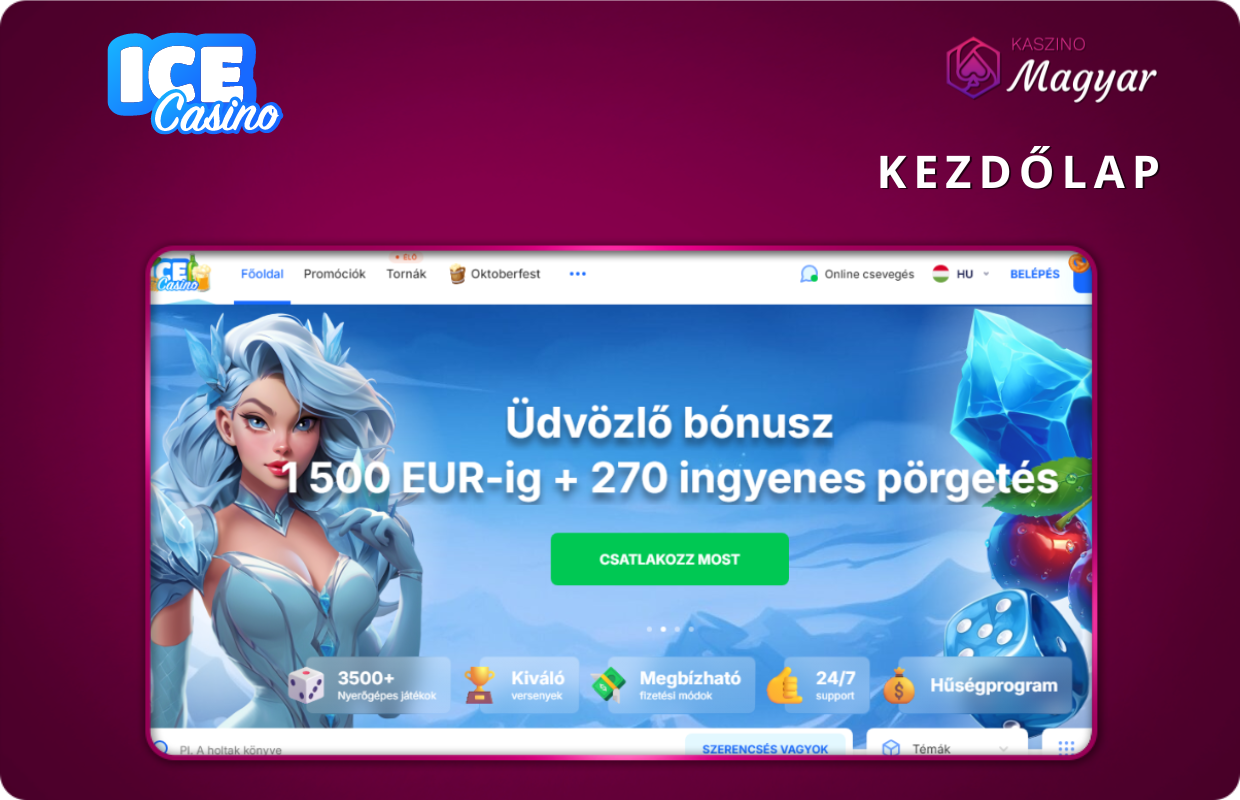 Ice Casino hivatalos weboldalára