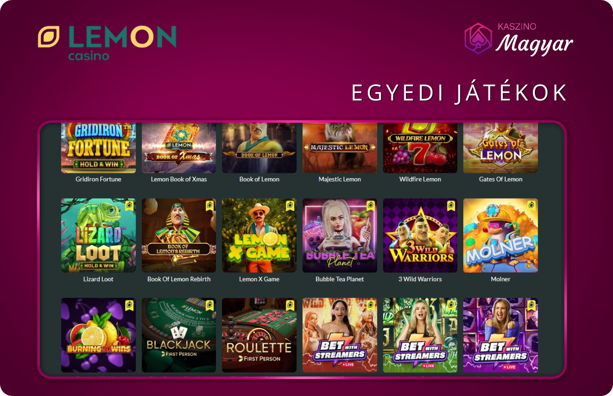 Lemon Kaszinó különleges játék
